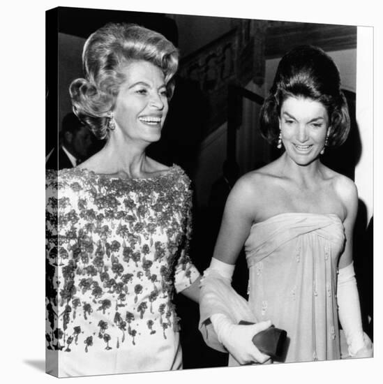 Jacqueline Kennedy with the Wife of the French Ambassador, Nicole Alphand-null-Stretched Canvas