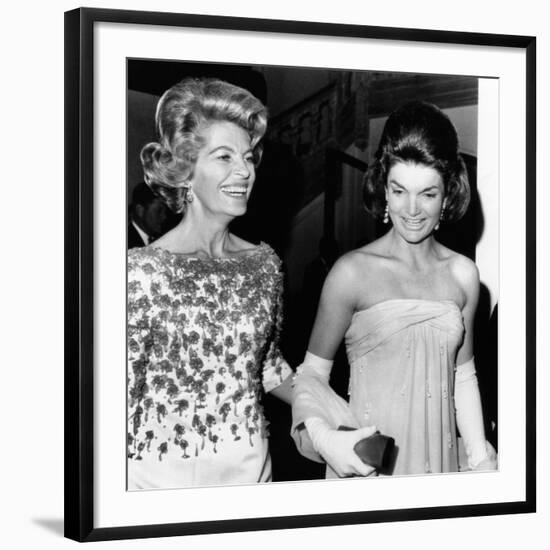 Jacqueline Kennedy with the Wife of the French Ambassador, Nicole Alphand-null-Framed Photo