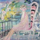 Portrait of Dolly Davis on a Balcony in Front of the Old Bridge of Alma-Jacqueline Marval-Framed Giclee Print