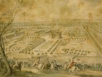 Louis XV en vue des jardins de Trianon, de la ménagerie et des basses-cours, du Pavillon français-Jacques André Portail-Mounted Giclee Print