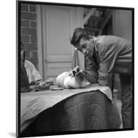 Jacques Brel Cuddling His Cat, September 1959-Marcel Begoin-Mounted Photographic Print
