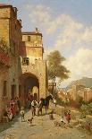 Figures on the Street in Zug, Switzerland, 1880-Jacques Carabain-Stretched Canvas