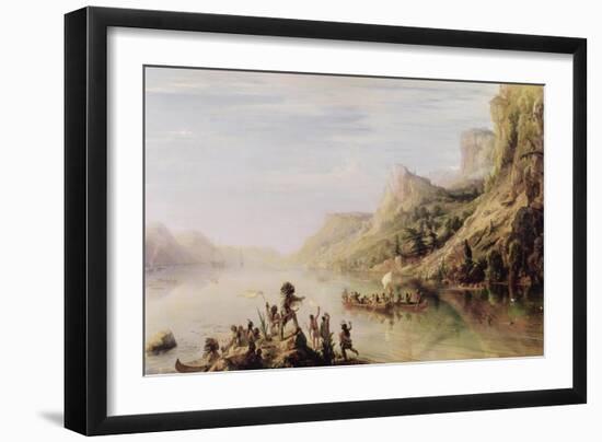 Jacques Cartier (1491-1557) Discovering the St. Lawrence River in 1535, 1847-Baron Theodore Gudin-Framed Giclee Print