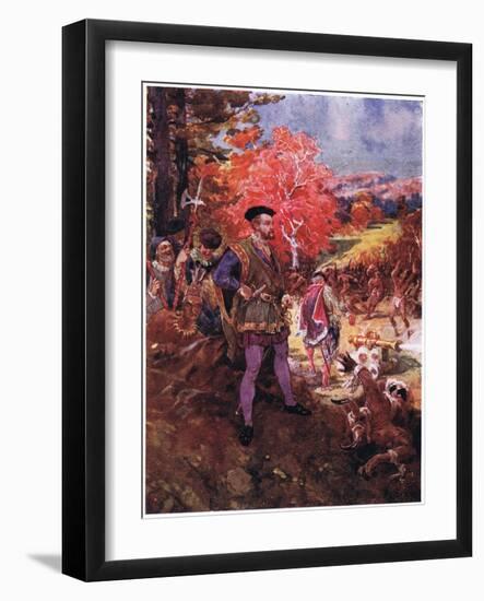 Jacques Cartier and the Redskins, C.1920-Henry Sandham-Framed Giclee Print