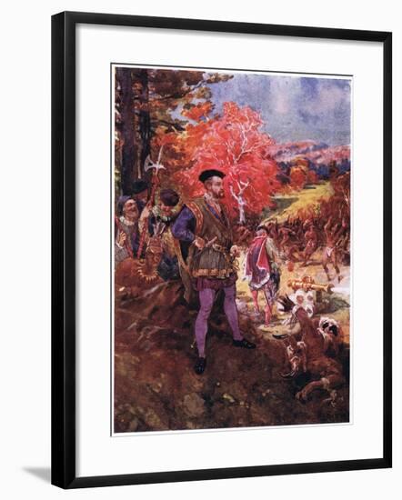 Jacques Cartier and the Redskins, C.1920-Henry Sandham-Framed Giclee Print