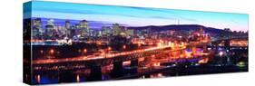 Jacques Cartier Bridge with City Lit Up at Dusk, Montreal, Quebec, Canada 2012-null-Stretched Canvas