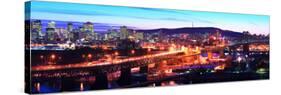 Jacques Cartier Bridge with City Lit Up at Dusk, Montreal, Quebec, Canada 2012-null-Stretched Canvas