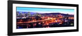 Jacques Cartier Bridge with City Lit Up at Dusk, Montreal, Quebec, Canada 2012-null-Framed Photographic Print