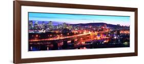 Jacques Cartier Bridge with City Lit Up at Dusk, Montreal, Quebec, Canada 2012-null-Framed Photographic Print