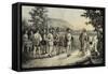 Jacques Cartier, His First Interview with the Indians at Hochelaga Now Montreal in 1535, C.1850-null-Framed Stretched Canvas