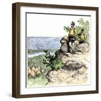 Jacques Cartier on the Summit of Mont Real, Now Montreal, Canada, c.1535-null-Framed Giclee Print