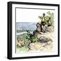 Jacques Cartier on the Summit of Mont Real, Now Montreal, Canada, c.1535-null-Framed Giclee Print