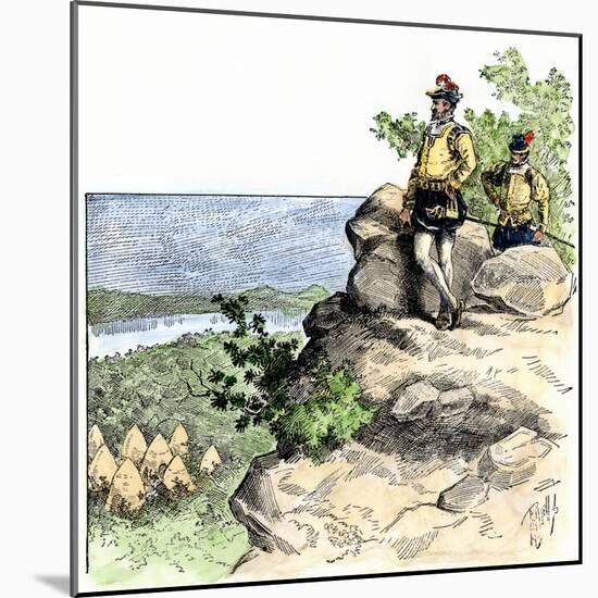 Jacques Cartier on the Summit of Mont Real, Now Montreal, Canada, c.1535-null-Mounted Giclee Print