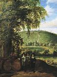 Landscape Showing Figures, Flemish Wine Merchants-Jacques d'Arthois-Mounted Giclee Print