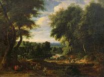 Landscape Showing Figures, Flemish Wine Merchants-Jacques d'Arthois-Mounted Giclee Print