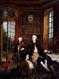 Portrait of the Artist's Son with His Teacher-Jacques De Lajoue-Framed Giclee Print