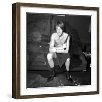 Jacques Dutronc Smoking a Cigarette and Holding a Revolver in 1971-Roldes-Framed Photographic Print