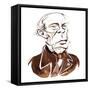 Jacques Fromental Halévy - sepia caricature-Neale Osborne-Framed Stretched Canvas