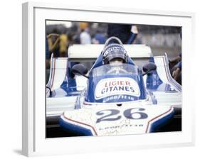 Jacques Laffite at the Wheel of a Ligier-Cosworth, British Grand Prix, Brands Hatch, 1980-null-Framed Photographic Print