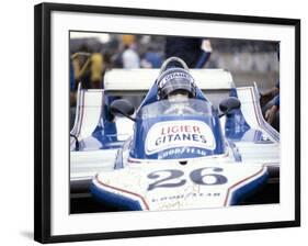 Jacques Laffite at the Wheel of a Ligier-Cosworth, British Grand Prix, Brands Hatch, 1980-null-Framed Photographic Print