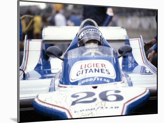 Jacques Laffite at the Wheel of a Ligier-Cosworth, British Grand Prix, Brands Hatch, 1980-null-Mounted Photographic Print
