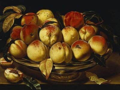 Peaches in a Silver-Gilt Bowl on a Ledge