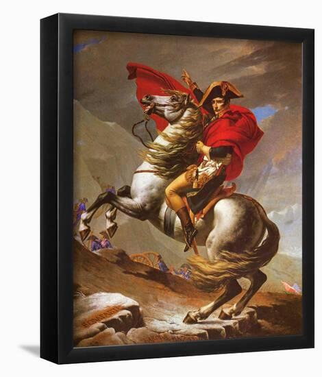 Jacques-Louis David (Napoleon exceed the great St. Bernard Pass) Art Poster Print-null-Framed Poster