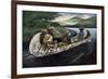 Jacques Marquette and Louis Joliet in a Canoe on the Upper Mississippi River, c.1673-null-Framed Giclee Print