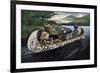 Jacques Marquette and Louis Joliet in a Canoe on the Upper Mississippi River, c.1673-null-Framed Giclee Print