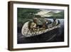 Jacques Marquette and Louis Joliet in a Canoe on the Upper Mississippi River, c.1673-null-Framed Giclee Print