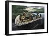 Jacques Marquette and Louis Joliet in a Canoe on the Upper Mississippi River, c.1673-null-Framed Giclee Print