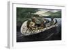 Jacques Marquette and Louis Joliet in a Canoe on the Upper Mississippi River, c.1673-null-Framed Giclee Print