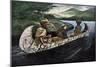 Jacques Marquette and Louis Joliet in a Canoe on the Upper Mississippi River, c.1673-null-Mounted Giclee Print