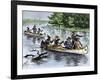 Jacques Marquette and Louis Joliet on the Upper Mississippi River in Canoes, c.1673-null-Framed Giclee Print