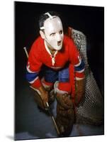 Jacques Plante, Goalie of the Montreal Canadiens Wearing a Mask-null-Mounted Premium Photographic Print