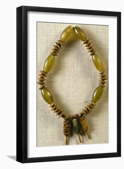 Jade and Gold Necklace with Three Pendants in Agate and Jasper-null-Framed Giclee Print