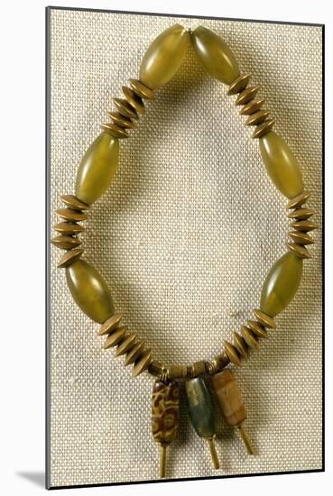 Jade and Gold Necklace with Three Pendants in Agate and Jasper-null-Mounted Giclee Print