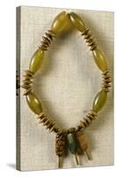 Jade and Gold Necklace with Three Pendants in Agate and Jasper-null-Stretched Canvas