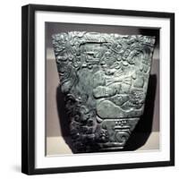 Jade Plaque Showing a Seated Mayan King, 400-800-null-Framed Photographic Print