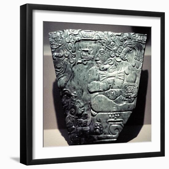 Jade Plaque Showing a Seated Mayan King, 400-800-null-Framed Photographic Print