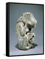 Jade Rabbit Statue with a Warrior Head with a Helmet in the Form of an Eagle Between its Legs-null-Framed Stretched Canvas