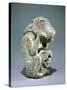 Jade Rabbit Statue with a Warrior Head with a Helmet in the Form of an Eagle Between its Legs-null-Stretched Canvas