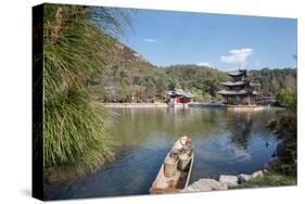 Jade Spring Park and Black Dragon Pool with Boat Carrying Wicker Baskets-Andreas Brandl-Stretched Canvas