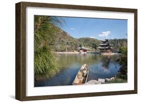 Jade Spring Park and Black Dragon Pool with Boat Carrying Wicker Baskets-Andreas Brandl-Framed Photographic Print