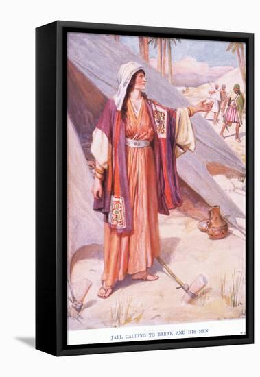 Jael Calling to Barak and His Men-Arthur A. Dixon-Framed Stretched Canvas