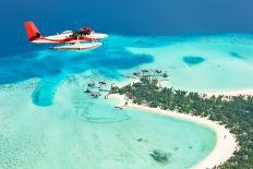 Sea Plane Flying above Maldives Islands-Jag_cz-Photographic Print