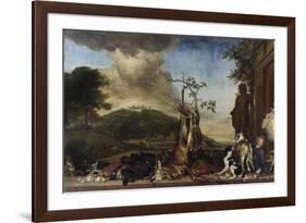 Jagdstilleben Vor Einer Landschaft Mit Schloss Bensberg, 1712-Jan Weenix-Framed Giclee Print