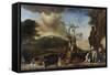 Jagdstilleben Vor Einer Landschaft Mit Schloss Bensberg, 1712-Jan Weenix-Framed Stretched Canvas