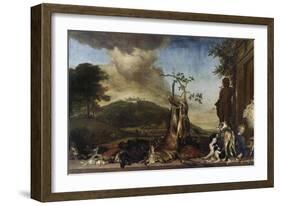 Jagdstilleben Vor Einer Landschaft Mit Schloss Bensberg, 1712-Jan Weenix-Framed Giclee Print