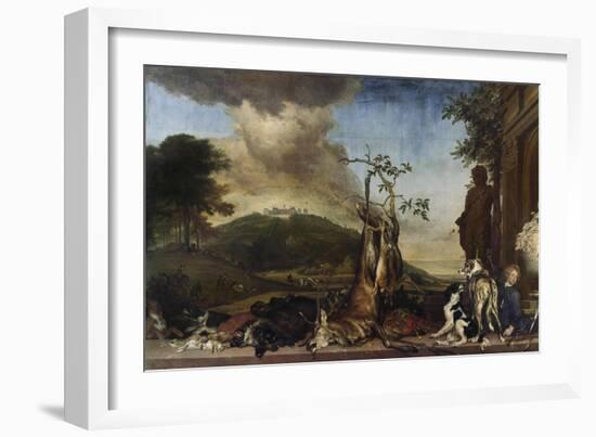 Jagdstilleben Vor Einer Landschaft Mit Schloss Bensberg, 1712-Jan Weenix-Framed Giclee Print